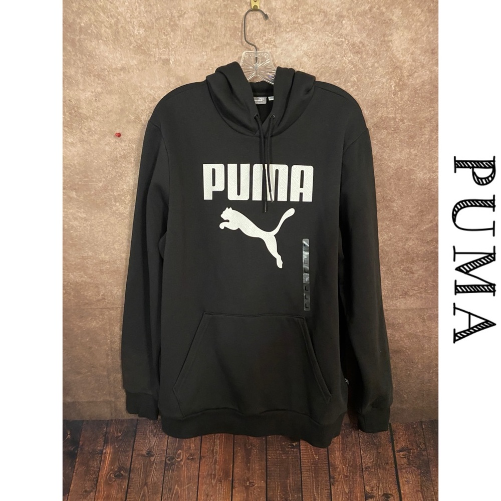Puma~Men’s black and white hoodie sweatshirt~Size Large~NWT